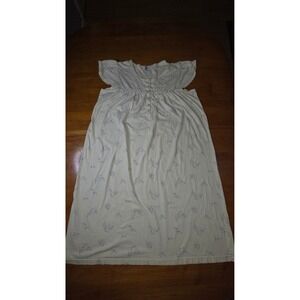 Jennifer Moore Vintage Floral Nightgown Cream Blue Lace Trim Flutter Sleeve L